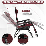 Outdoor Folding Zero Gravity Reclining Lounge Chair with Utility Tray