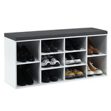 10-Cube Organizer Shoe Storage Bench with Cushion for Entryway