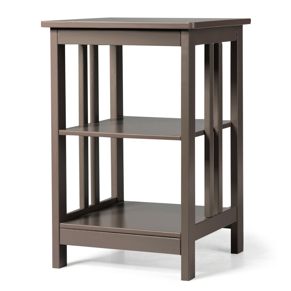 3-Tier Nightstand Side Table with Baffles and Corners