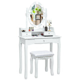 Oval Mirror Vanity Set  with 10 LED Dimmable Bulbs and 3 Drawers