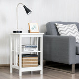 3-Tier Nightstand Side Table with Baffles and Corners