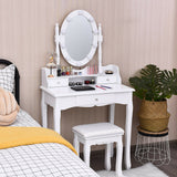 Oval Mirror Vanity Set  with 10 LED Dimmable Bulbs and 3 Drawers
