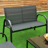 4 Pcs Patio Steel Frame Coffee Table Furniture Set