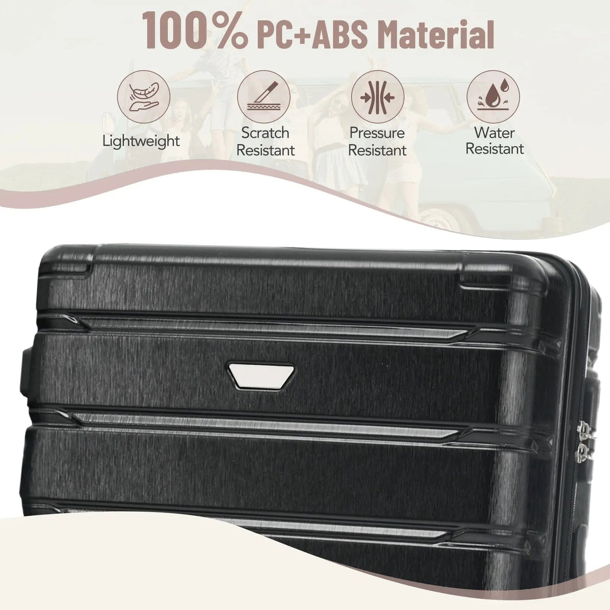 Hardshell Luggage Set 3 Piece, Durable ABS+PC Travel Suitcase with