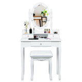 Oval Mirror Vanity Set  with 10 LED Dimmable Bulbs and 3 Drawers