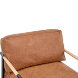 27.56' Modern Accent Chair with Plush Cushions, Minimalist Metal Frame, and Wooden Armrest Design – Perfect for Cozy Living Room, Bedroom, or Office Seating