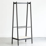 (Black) Solid Oak Wood Clothes Rack, Black Rattan Hanger Rack-clothes Rack with Shelves, Cloth Hanger Standing Garment Racks for Hanging Clothes