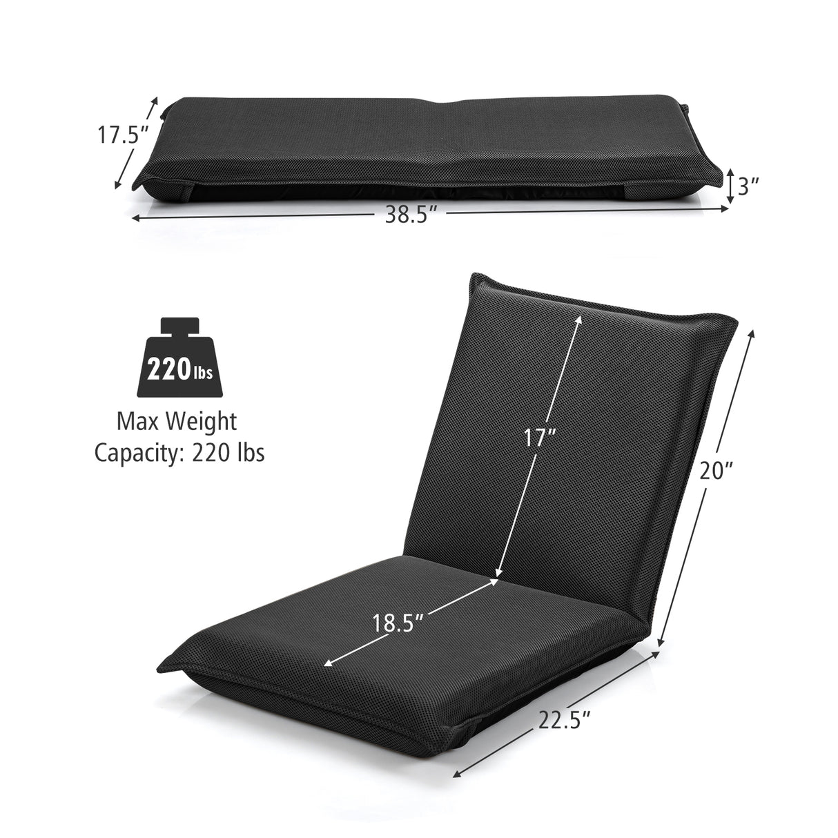 Adjustable 6 Positions Folding Lazy Man Sofa Chair Floor Chair