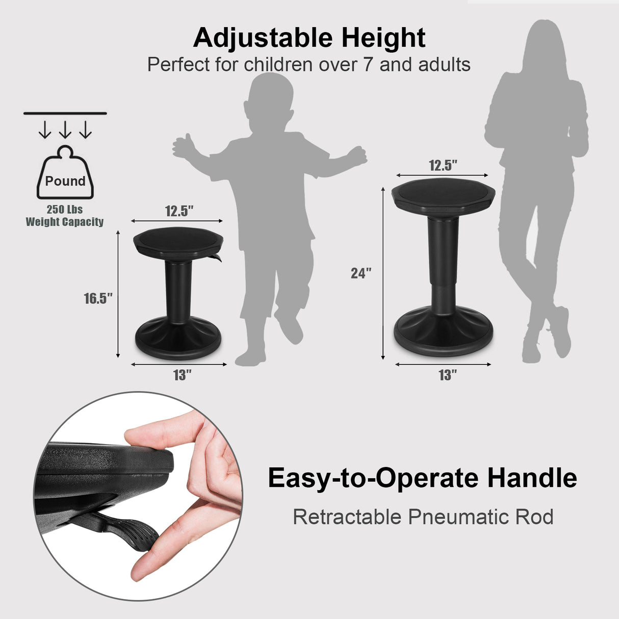 Adjustable Active Learning Stool Sitting Home Office Wobble Chair with Cushion Seat