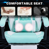 Ergonomic Video Gamer Chairs,Computer Gaming Chairs with Massage Lumbar Support and footrest,Racing Style Computer Chair Adjustable Headrest for Adults,GREEN
