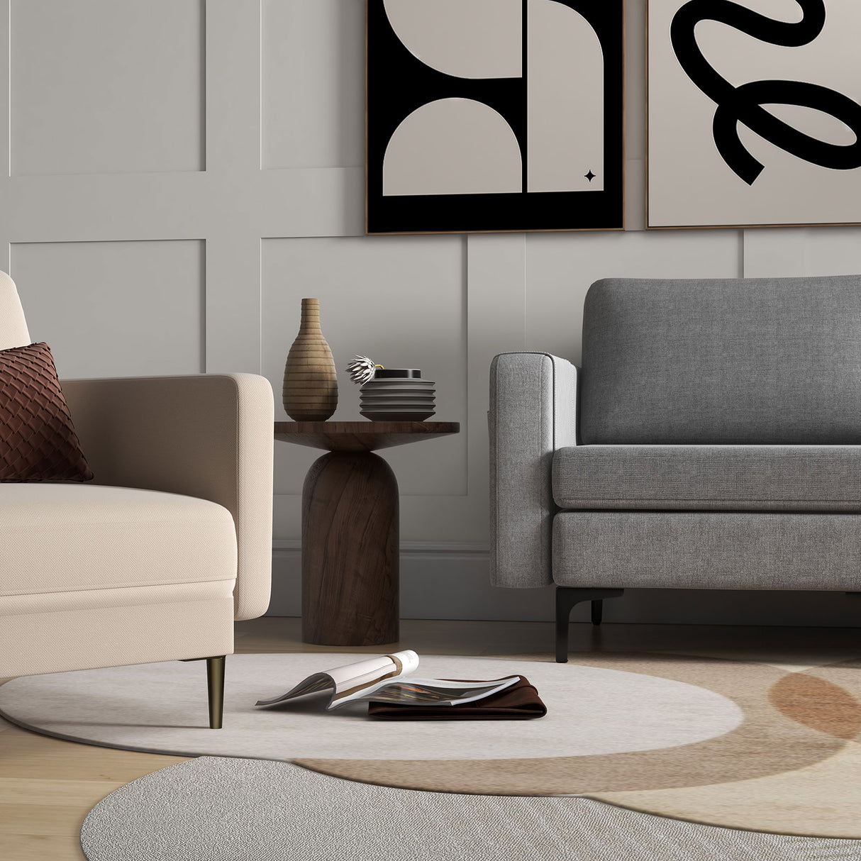 1/2/3/4-Seat Convertible Sectional Sofa with Reversible Ottoman-2