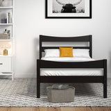 Twin Size Rustic Platform Bed Frame with Headboard and Footboard