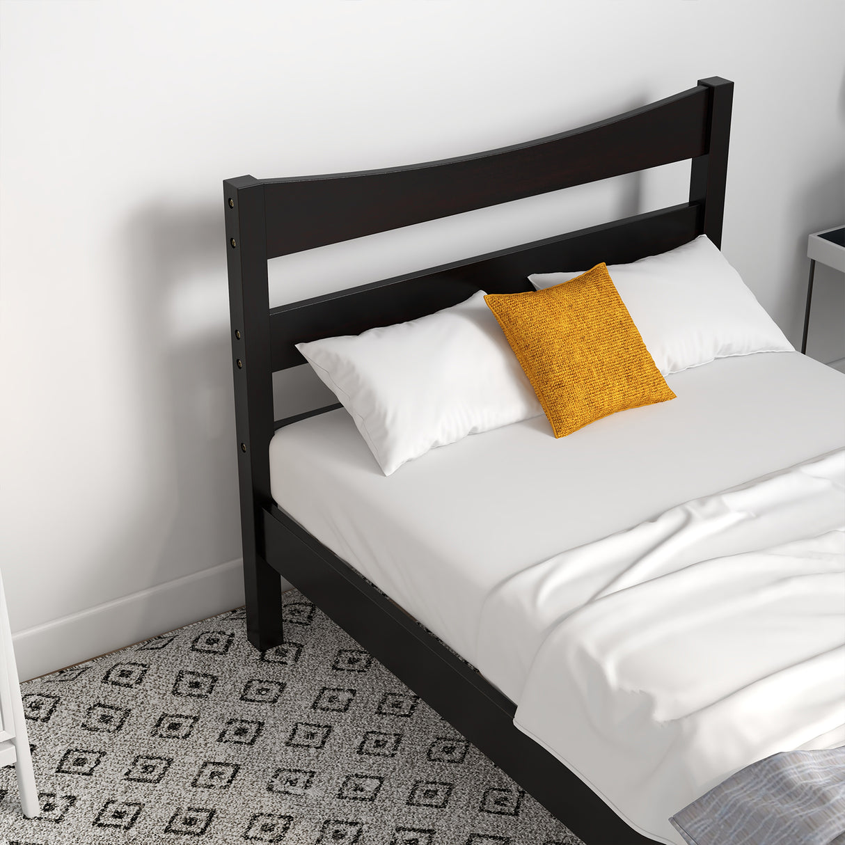 Twin Size Rustic Platform Bed Frame with Headboard and Footboard