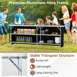 Aluminum Portable Picnic Table with 2-Tier Open Shelves and Spacious Tabletop