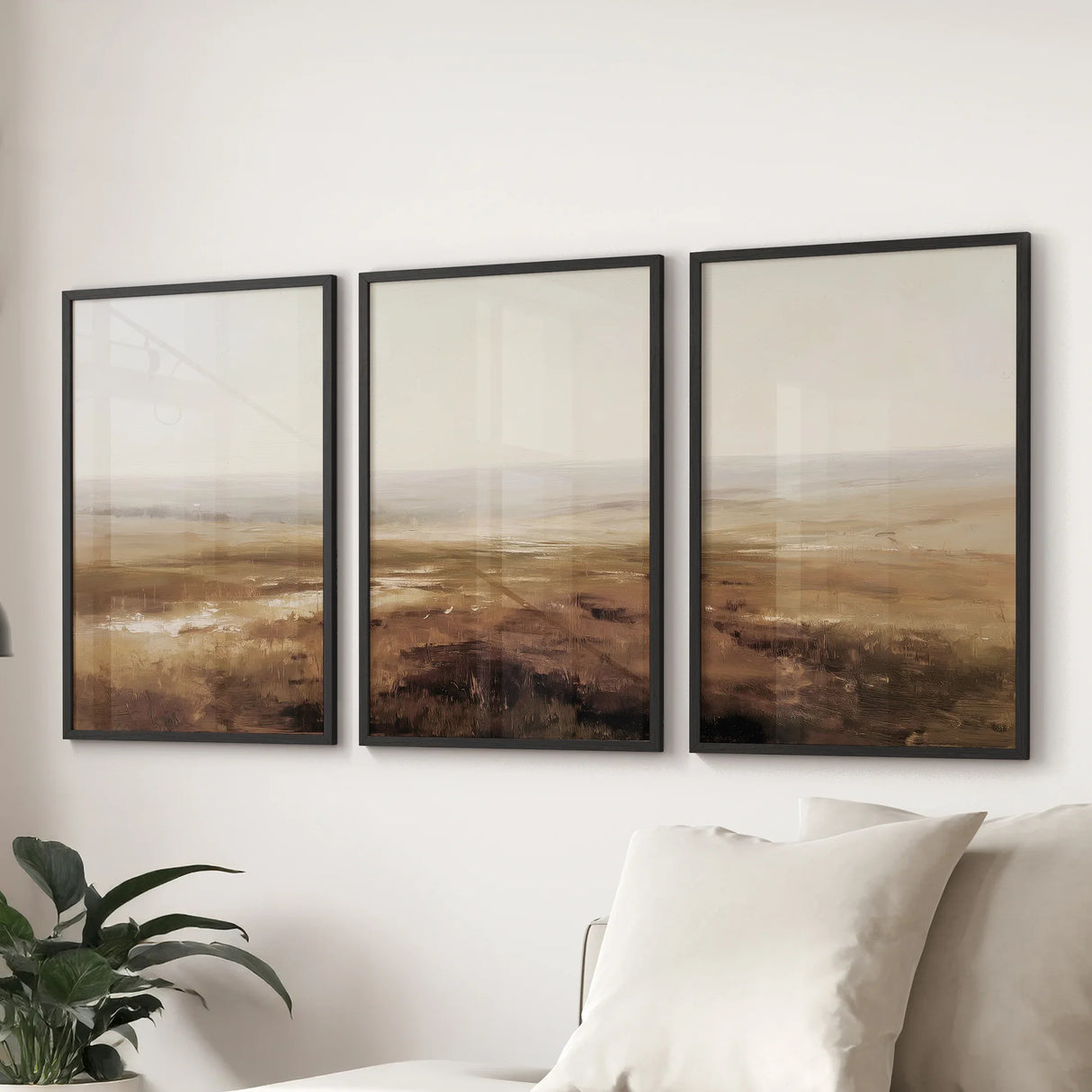 Minimalist Neutral Landscape Wall Art. Set of 3 Prints