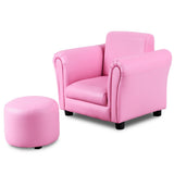 Black Kids Single Armrest Couch Sofa with Ottoman