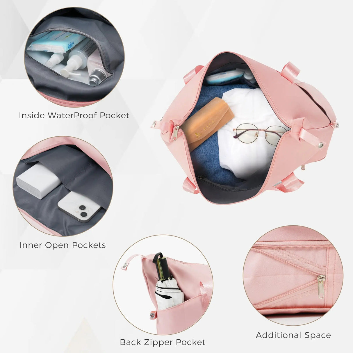 5-Piece Luggage Set with Expandable Travel Bag - Includes 16", 20",