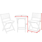 3 Pieces Patio Folding Bistro Set for Balcony or Outdoor Space