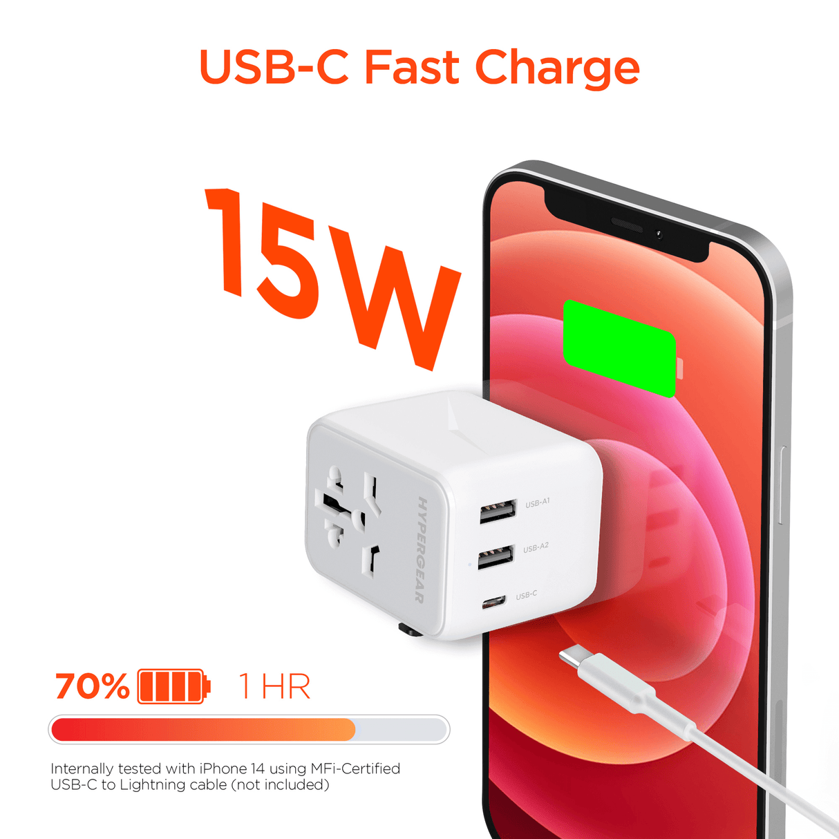 HyperGear WorldCharge Universal Travel Adapter with USB-C