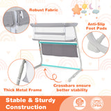 Baby Bassinet Bedside Crib with Adjustable Height Comfy Mattress-Gray