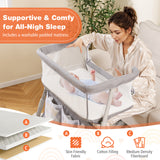 Baby Bassinet Bedside Crib with Adjustable Height Comfy Mattress-Gray