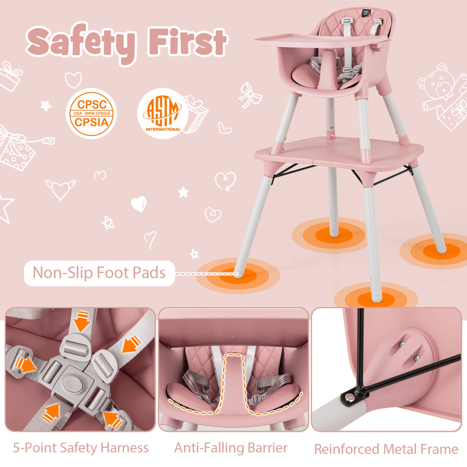 4-in-1 Baby Convertible Toddler Table Chair Set with PU Cushion