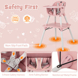 4-in-1 Baby Convertible Toddler Table Chair Set with PU Cushion