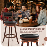 Bar Stools Set of 2 with Rubber Wood Frame and Faux Leather Upholstered Seat