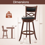 Bar Stools Set of 2 with Rubber Wood Frame and Faux Leather Upholstered Seat