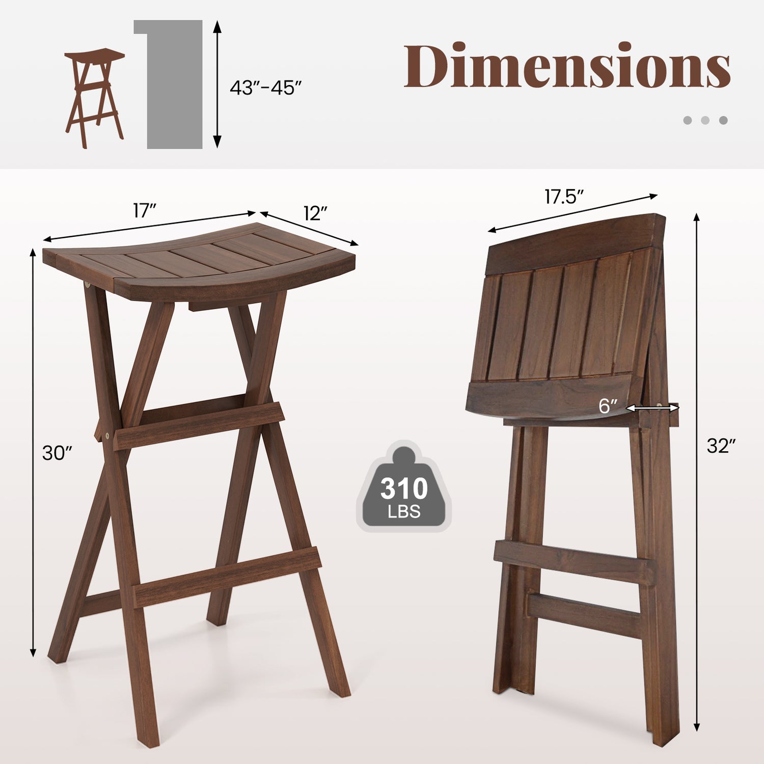 Bar Stools Set of 2 with Saddle Seat and Footrest for Kitchen Island and Balcony