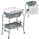 Portable Baby Changing Table with Storage Basket and Shelves