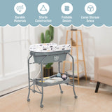 Portable Baby Changing Table with Storage Basket and Shelves