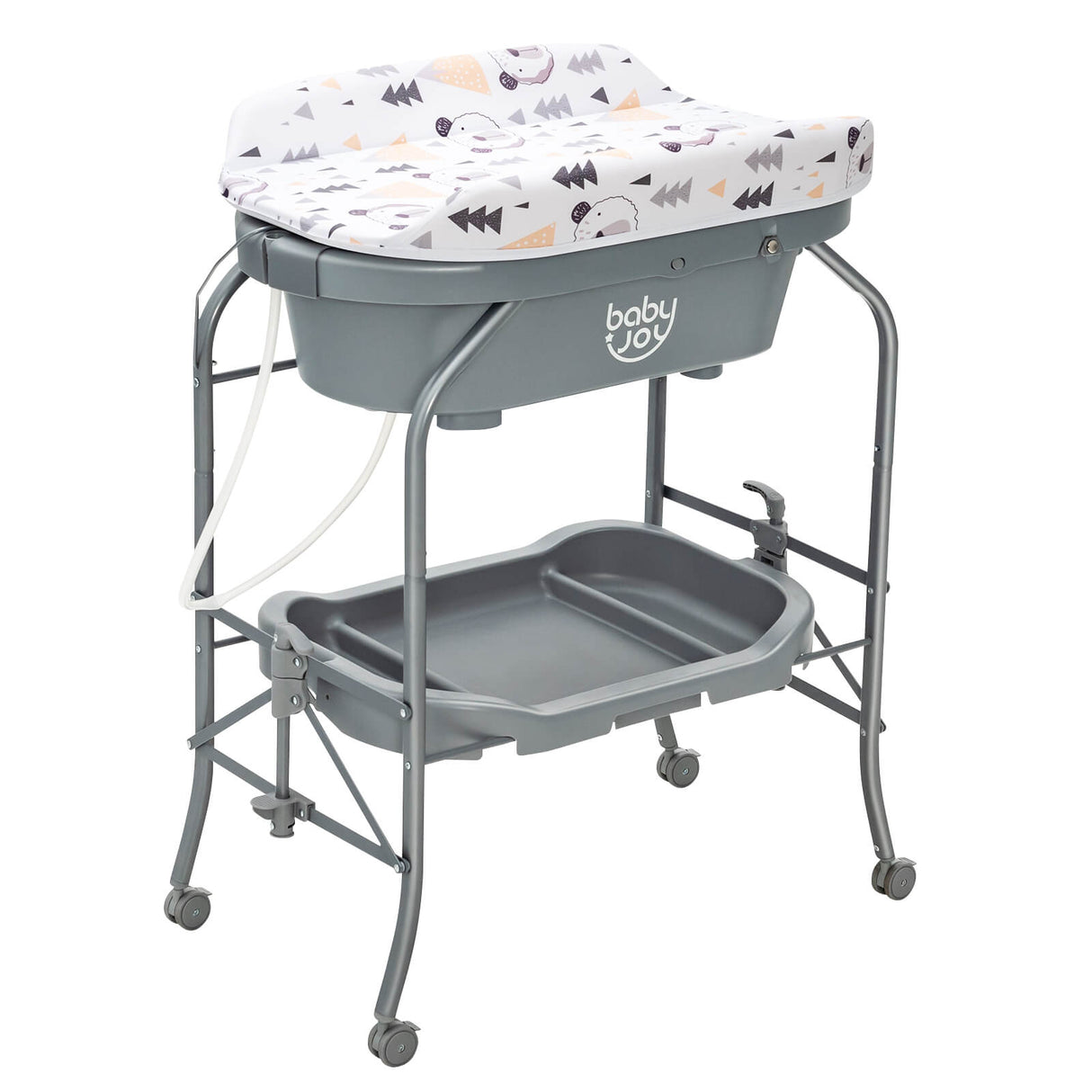 Portable Baby Changing Table with Storage Basket and Shelves