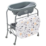 Portable Baby Changing Table with Storage Basket and Shelves