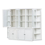 Retro Style Wall Suit with Glass Doors, 75.25'' Tall Display Cabinets & Triangle Sided Bookshelves, White