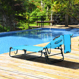 Beach Chaise Lounge Chair with Face Hole and Removable Pillow