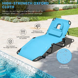Beach Chaise Lounge Chair with Face Hole and Removable Pillow