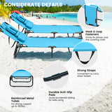 Beach Chaise Lounge Chair with Face Hole and Removable Pillow