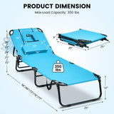 Beach Chaise Lounge Chair with Face Hole and Removable Pillow