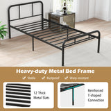 Modern Metal Platform Bed with Headboard and Footboard