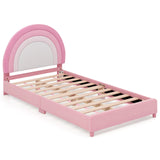 Twin Bed Frame with Height-Adjustable Headboard and Sturdy Wooden Slats