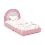 Twin Bed Frame with Height-Adjustable Headboard and Sturdy Wooden Slats