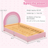 Twin Bed Frame with Height-Adjustable Headboard and Sturdy Wooden Slats