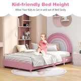 Twin Bed Frame with Height-Adjustable Headboard and Sturdy Wooden Slats
