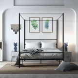 Twin/Full/Queen Size Metal Canopy Bed Frame with Slat Support