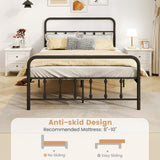 Bed Frame with Headboard and Under Bed Storage Black