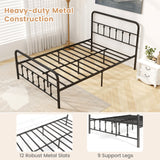 Bed Frame with Headboard and Under Bed Storage Black