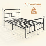 Bed Frame with Headboard and Under Bed Storage Black