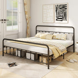 Bed Frame with Headboard and Under Bed Storage Black