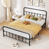 Bed Frame with Headboard and Under Bed Storage Black